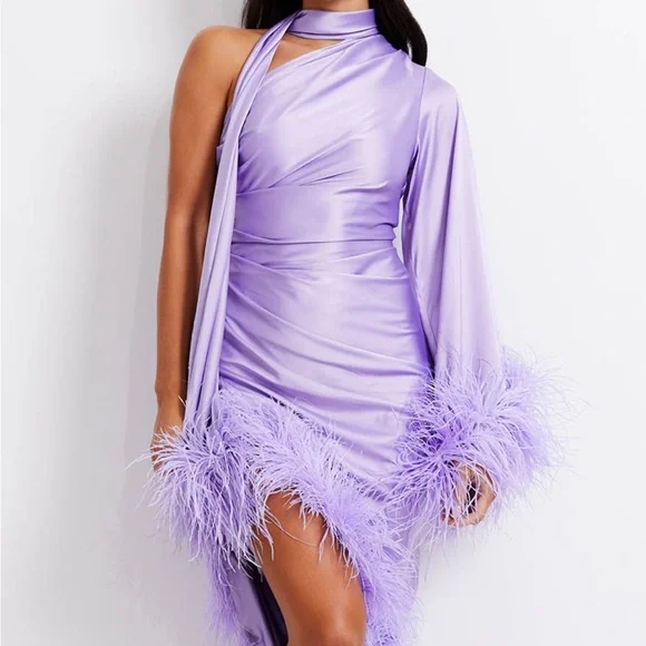 NWT - PatBO Feather Trim Oscar Dress 2 $1,595 current season